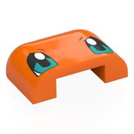 Lego Brick Round, Curved Triple 3 x 4 x 1 with 2 x 2 x 2/3 Bottom Cutout with Dark Turquoise Eyes Print / Orange