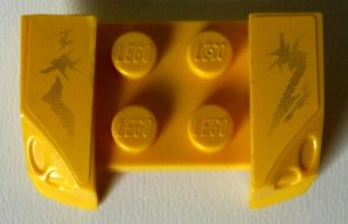 Lego Vehicle, Mudguard 2 x 4 with Headlights Overhang with Black Dirt on Yellow Background Pattern on Both Sides (Stickers) - Set 8134