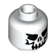 Lego Minifig Head Skeleton, Evil Skull Print / White