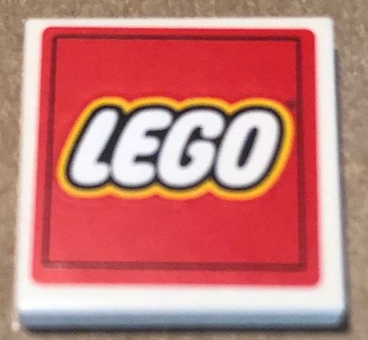 Lego Tile 2 x 2 with LEGO Logo on Red Background Pattern (Sticker) - Sets 40145 / 40305 / 40429 / 40528 / 40574 and Gear 40359 / White