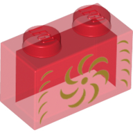 Lego Brick 1 x 2 with Gold Decorations Print
