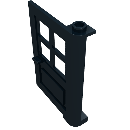 Lego Door 1 x 4 x 5 with 4 Panes, Squared Base / Black