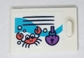Lego Container, Cupboard 2 x 3 x 2 Door with Locker, Black Vent Lines, Medium Lavender Clam Shell Padlock and Coral Crab Pattern (Sticker) - Set 41430 / White