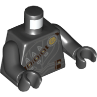 Lego Torso Robe with Ammo Belt, Pockets, Daggers Print, Black Arms and Hands / Black