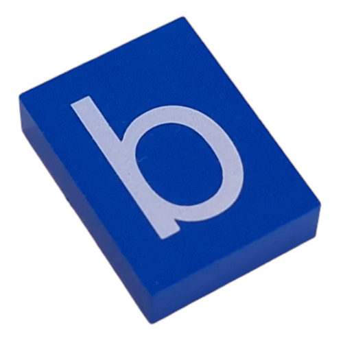 Lego Modulex Tile 3 x 4 with White 'b' Print, without Internal Supports / Modulex Tile Blue