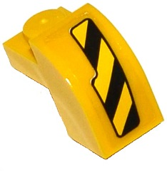 Lego Slope, Curved 2 x 1 x 1 1/3 with Recessed Stud with Black and Yellow Danger Stripes Pattern Model Right Side (Sticker) – Set 76020