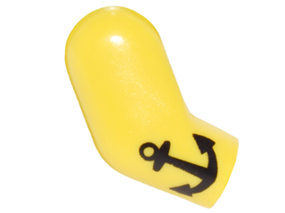 Lego Arm, Right with Black Anchor Tattoo Pattern / Yellow
