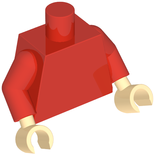 Lego Torso Bodysuit, Muscles, Yellow Belt, Lightning Bolt Print (Shazam), Red Arms, Light Nougat Hands / Red