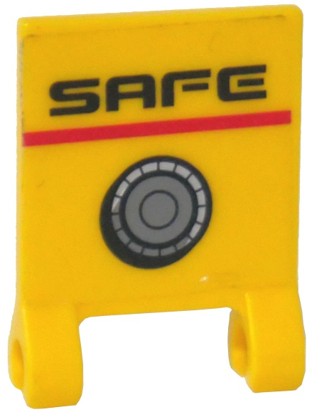 Lego Flag 2 x 2 Square with Flat Edge with 'SAFE' and Dial Pattern (Sticker) - Set 5971 / Yellow