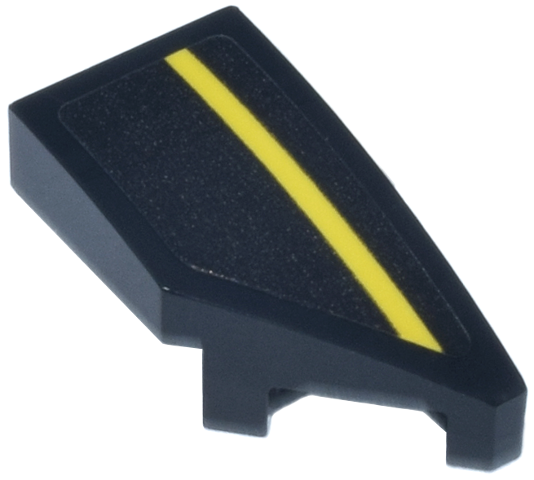 Lego Wedge 2 x 1 x 2/3 Right with Yellow Stripe Pattern (Sticker) - Set 76925