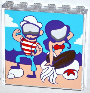 Lego Panel 1 x 6 x 5 with Photo Prop Standee with Mermaid and Sailor Pattern (Sticker) - Set 41129