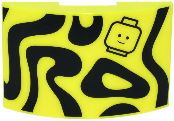 Lego Slope, Curved 6 x 4 Double with Black Squiggly Lines and Shapes and Minifigure Head Pattern