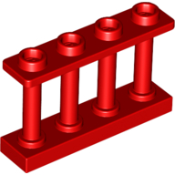 Lego Fence Spindled 1 x 4 x 2 [4 Top Studs] / Red