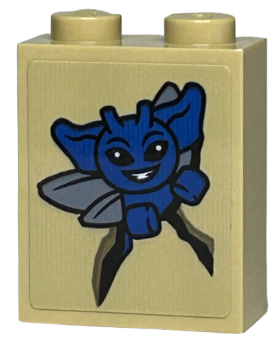 Lego Brick 1 x 2 x 2 with Inside Stud Holder with Blue Cornish Pixie and Black Crack Pattern (Sticker) - Set 76413