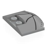 Lego Brick Round 3 x 4 x 2/3 Triple Curved with 2 Sunk Studs with Black Lines, Dots Print / Light Bluish Gray