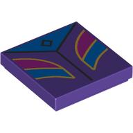 Lego Tile 2 x 2 with Jacket, Blue/Magenta Shapes, Gold Trim Print