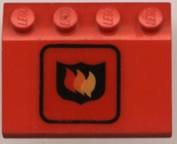 Lego Vehicle, Mudguard 3 x 4 Slope with Fire Logo Badge Large Pattern (Sticker) - Set 6571