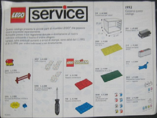 Lego 1992 Medium Service Packs Italian (922044-I)
