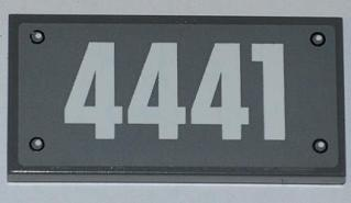 Lego Tile 2 x 4 with White '4441' Pattern (Sticker) - Set 4441