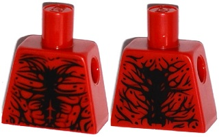 Lego Torso Spider-Man Black Muscles Outline with Tendrils on Front and Back Pattern (Carnage) / Red
