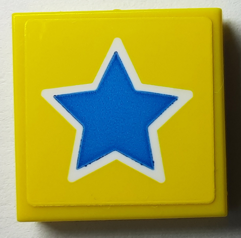 Lego Tile 2 x 2 with Dark Azure Star with White Outline Pattern (Sticker) - Set 40385