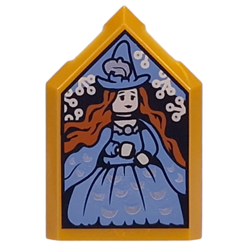 Lego Tile Special 2 x 3 Pentagonal with Damara Dodderidge Portrait Print / Pearl Gold