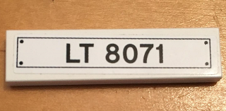 Lego Tile 1 x 4 with Black 'LT 8071' and 4 Rivets Pattern (Sticker) - Set 8071