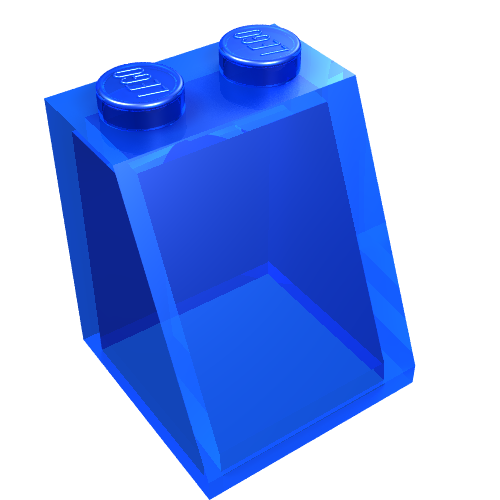 Lego Brick Sloped 65° 2 x 2 x 2 Smooth without Bottom Tube / Trans-Dark Blue