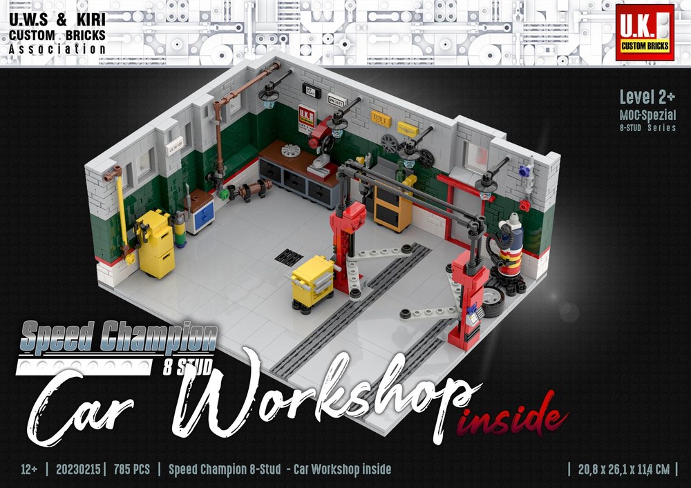 Lego Speed Champion Car Workshop inside