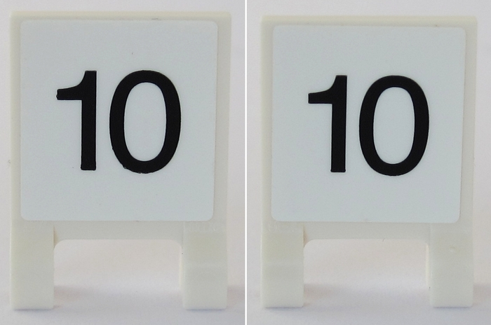 Lego Flag 2 x 2 Square with Flat Edge with Vertical Black Number 10 on White Background Pattern on Both Sides (Stickers) - Set 75955