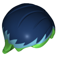 Lego Hair Mid-Length with Side Part and Light Blue and Dark Blue Top Pattern (Sabine Wren) / Bright Green