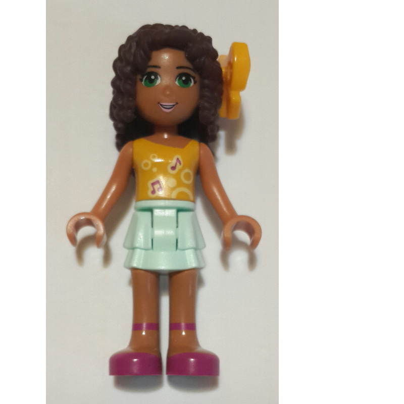 Lego Andrea - Bright Light Orange Top, Light Aqua Skirt, Bow