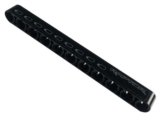 Lego Technic, Liftarm Thick 1 x 11 with Dark Bluish Gray Tread Plate with 9 Holes and 'RAPTOR' Pattern Model Left Side (Sticker) - Set 42126