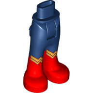 Lego Minidoll Hips and Trousers with Back Pockets with Red Boots with Gold 'WW' Print (Wonder Woman) / Dark Blue