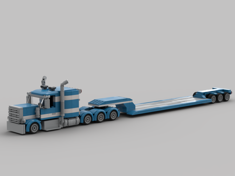 Lego Tri Axle Truck with Lowboy Trailer
