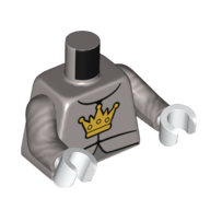 Lego Torso, Armor, Gold Crown Print, Flat Silver Arms, White Hands