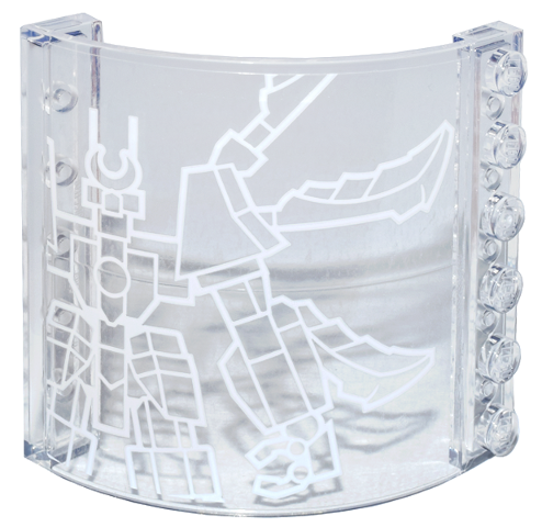 Lego Panel 6 x 5 x 3 1/3 Curved Top with White Cole's Titan Mech Outline Left Half Pattern (Sticker) - Set 71837