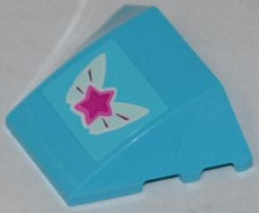 Lego Wedge 4 x 3 Triple Curved No Studs with Magenta Star on Butterfly Wings Pattern (Sticker) - Set 3063