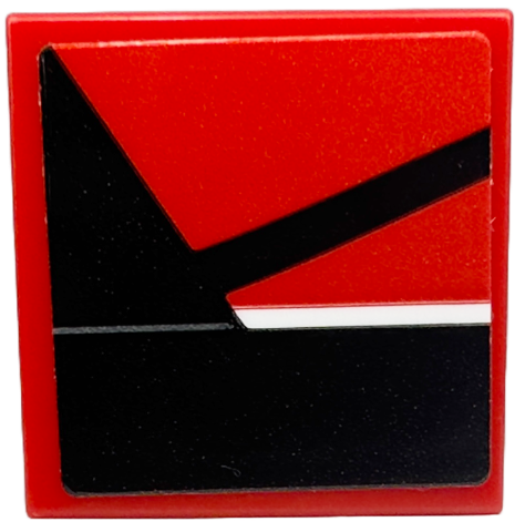 Lego Tile 2 x 2 with White Line, Black Triangle and Stripe Pattern Model Right Side (Sticker) - Set 76916