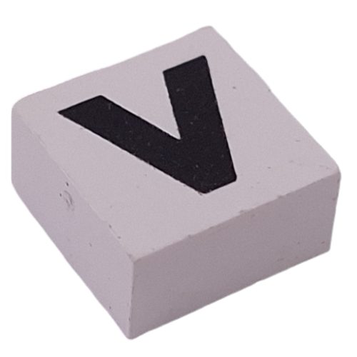 Lego Modulex Tile 2 x 2 with Black 'V' Print, Internal Supports