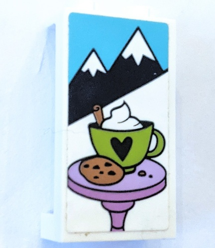 Lego Panel 1 x 2 x 3 with Side Supports - Hollow Studs with Mountains, Cookie and Hot Chocolate Cup with Heart Pattern (Sticker) - Set 41319