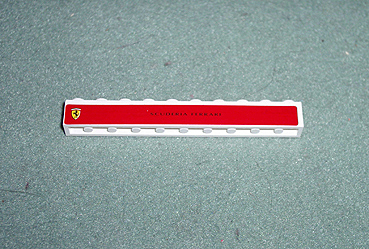 Lego Brick 1 x 10 with Ferrari Logo Left and 'SCUDERIA FERRARI' Center Small Print Pattern on Both Sides (Stickers) - Set 8375