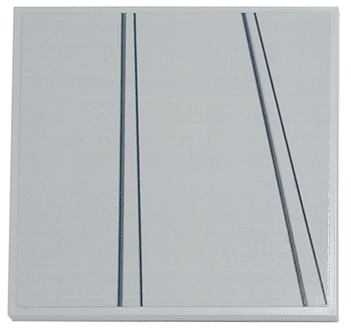 Lego Tile 6 x 6 with Bottom Tubes, Textured Surface with Dark Bluish Gray Diagonal Panel Lines Pattern Model Right Side (Sticker) - Set 75367 / Light Bluish Gray