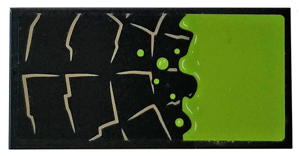 Lego Tile 2 x 4 with Stone Outline and Lime Bubbling Slime Pattern (Sticker) - Set 76056 / Black