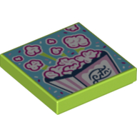 Lego Tile 2 x 2 with Popcorn print / Lime