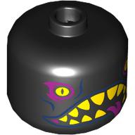 Lego Bigfig Head with Yellow Eyes, Dark Pink Eyeshadow, Yellow Teeth, Tongue print / Black