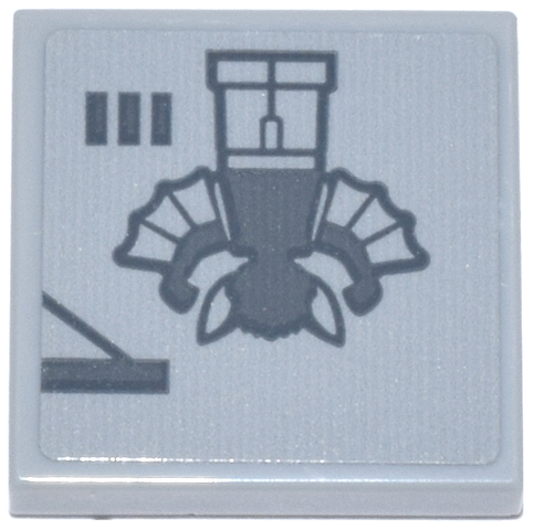 Lego Tile 2 x 2 with Dark Bluish Gray Man-Bat Minifigure Hanging in Prison Cell Pattern (Sticker) - Set 76271 / Light Bluish Gray