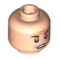 Lego Minifig Head General Tagge, Reddish Brown Eyebrows, Nougat Lines, Condescending Stare / Open Mouth Sneer / Light Nougat