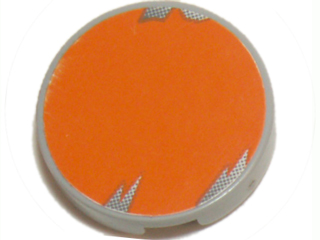 Lego Tile, Round 2 x 2 with Orange Circle with Blotchy Gray Edge Pattern (Sticker) - Set 6208