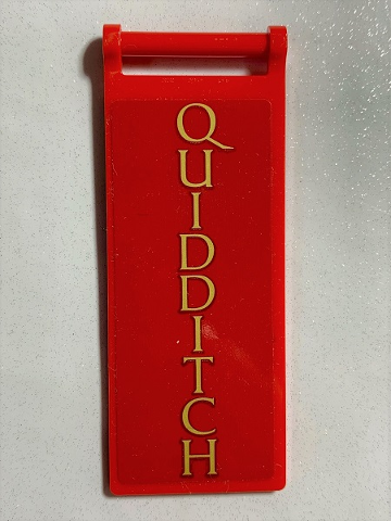 Lego Flag 7 x 3 with Bar Handle with 'QUIDDITCH' Pattern on Both Sides (Stickers) - Set 75978 / Red